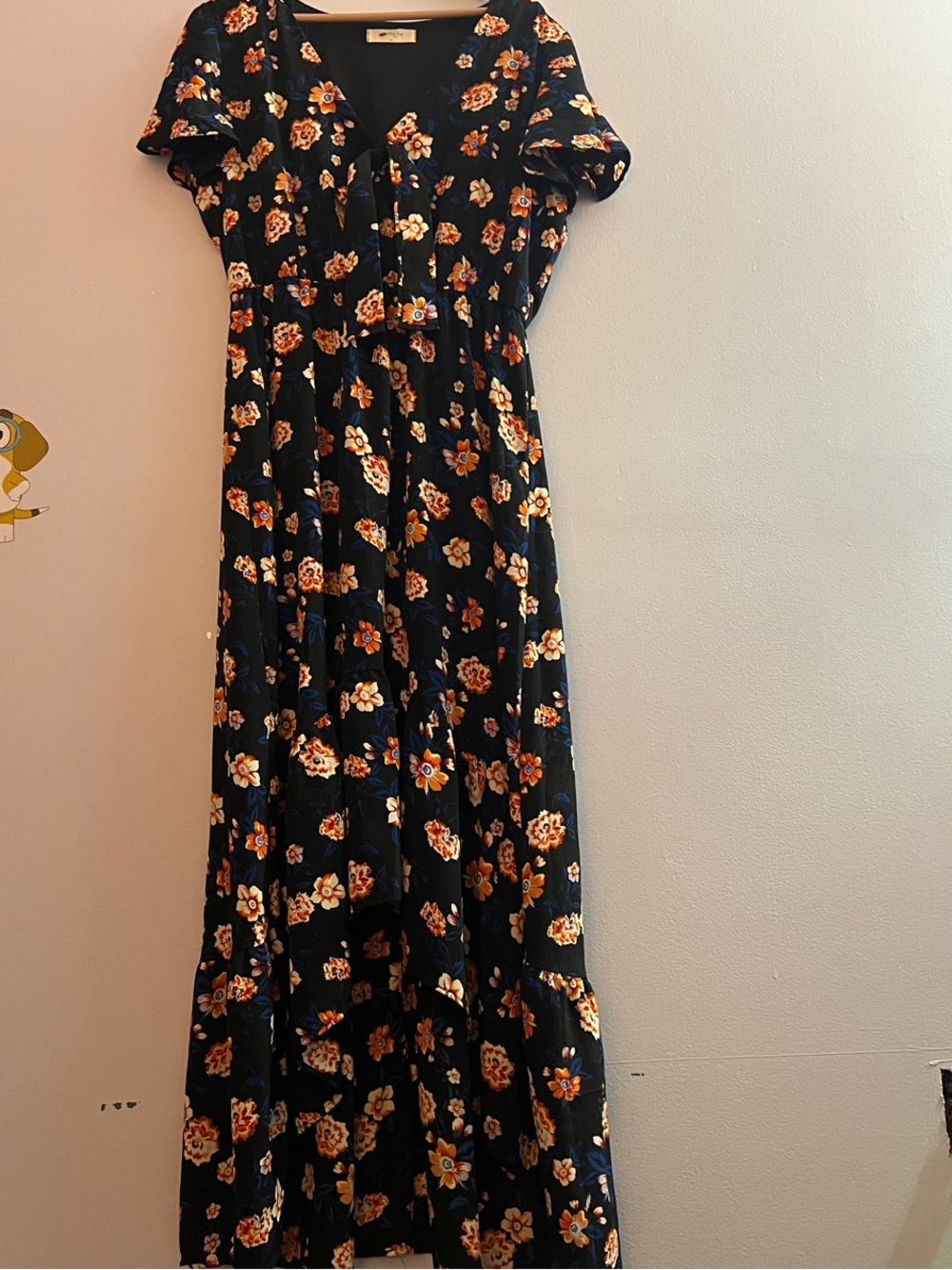 Tie-Front Navy Floral Maxi Dress